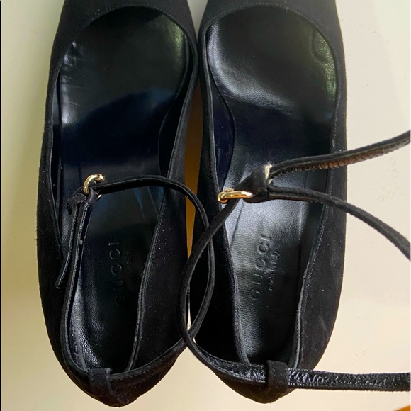 Rare Black Gucci Suede Wedge heels Sz8B - Picture 3 of 13